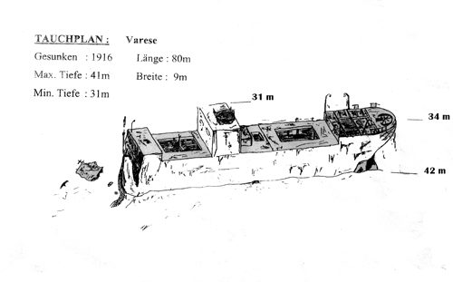 Wreck Varese, underwater photo 2